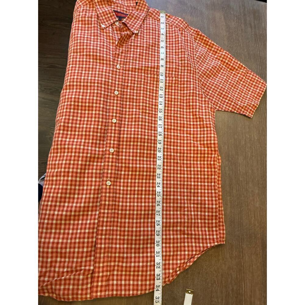 AUSTIN REED London Orange Check Linen/Cotton Shirt Top XXL 2XL - Picture 9 of 9